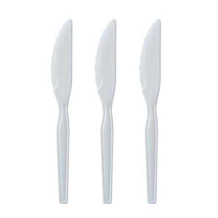 Cubierto plástico. Cuchillo blanco 10u